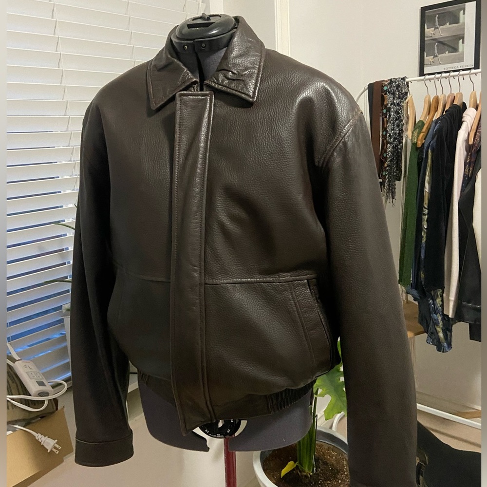 Danier dark brown leather bomber jacket